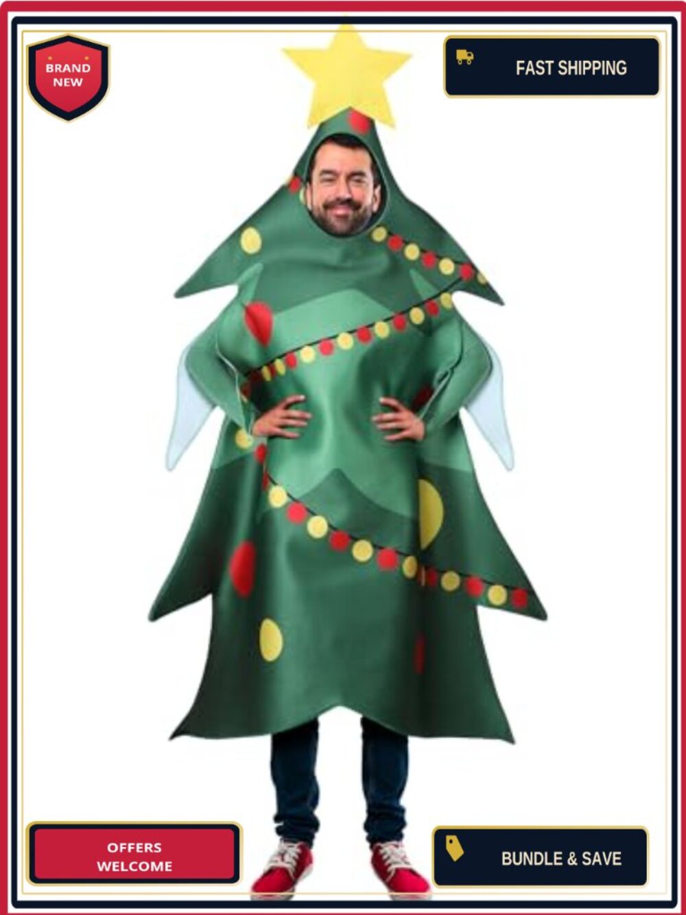 Adult Christmas Tree Costume Polyester One Size Funny Party Men Holiday